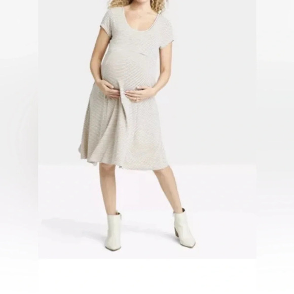 The Nines by Hatch Striped Jersey Knit Maternity Dress - Size Medium - Picture 1 of 7